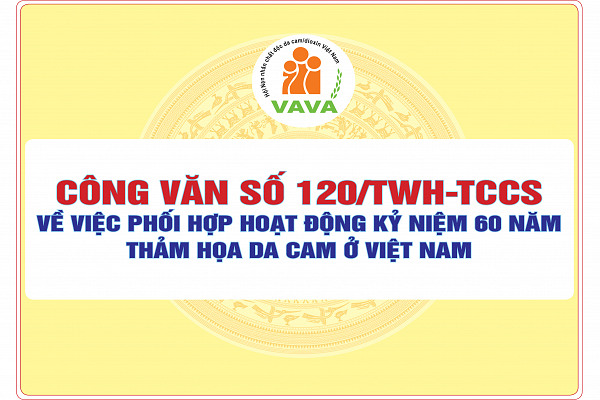 Công văn số 120/TWH-TCCS về việc phối hợp hoạt động kỷ niệm 60 năm thảm họa da cam ở Việt Nam